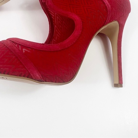Gianni Bini Red Lace Up Mesh Heels Booties Pointed Stiletto Size 6 NEW - Picture 4 of 7